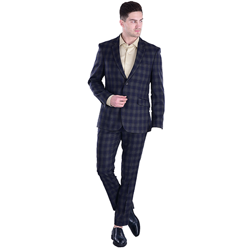 Blue Check Suit Woolen Tweed Youth Fit