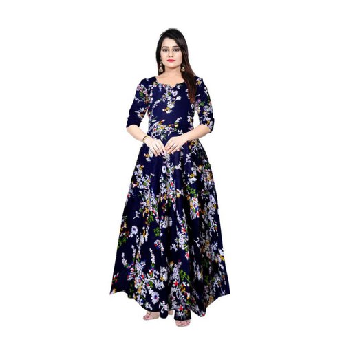 Jaipuri Bell Print Flower Rayon Dress