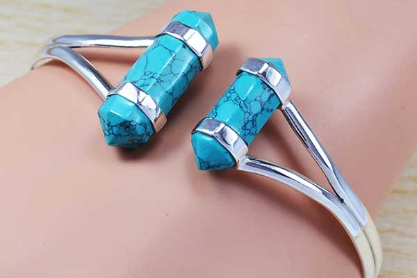 Turquoise Gemstone 925 Silver Gemstone Bangle Jewelry