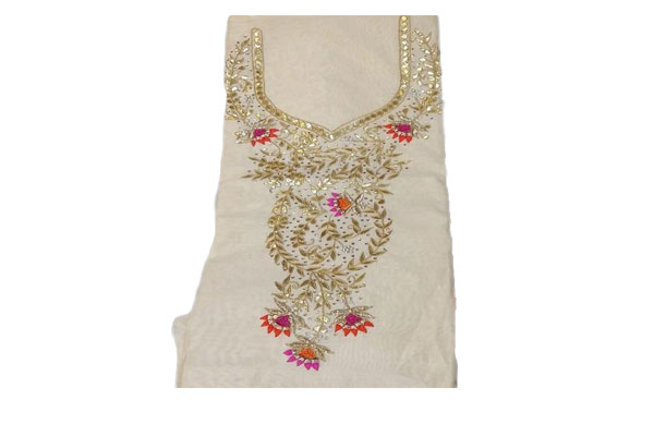 Cream White Jaipur Dress Material