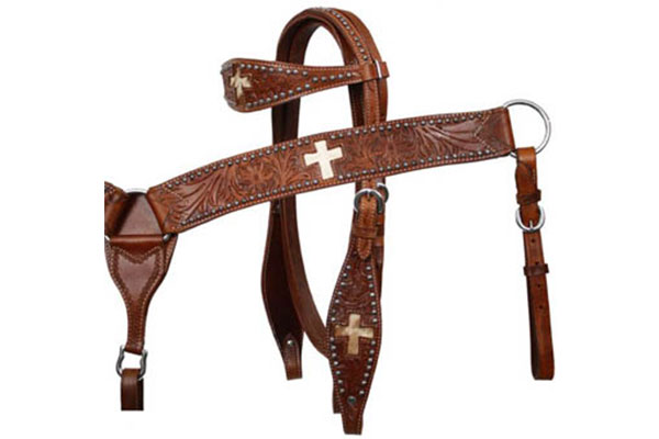 Leather Headstall, Breastplate And Reins