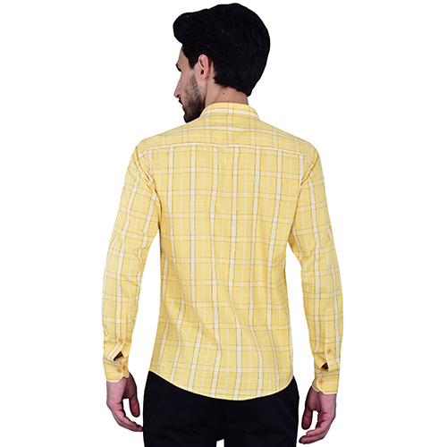 Yellow Check Shirt Cotton Blended Youth Fit