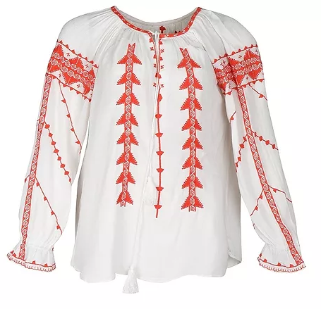 Cotton Crepe Top Panel Embroidery in Cross Stitch