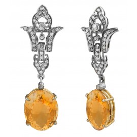 Natural Citrine & Diamond Queen's Tiara Earrings