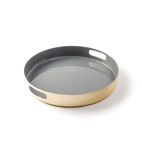 Enamel Round Tray Grey