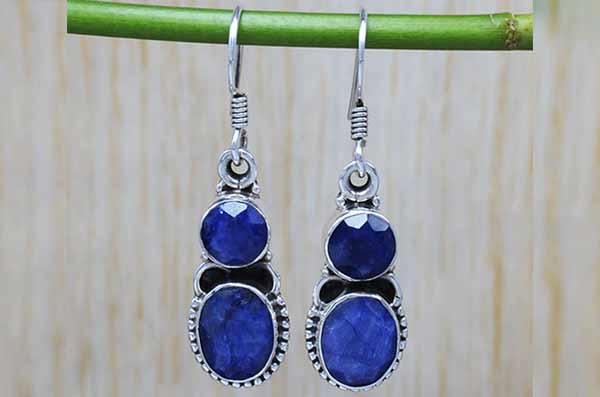 Sapphire Silver Designer Earrings