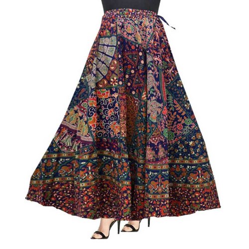 Rajasthani Printed Elastic Cotton Skirt