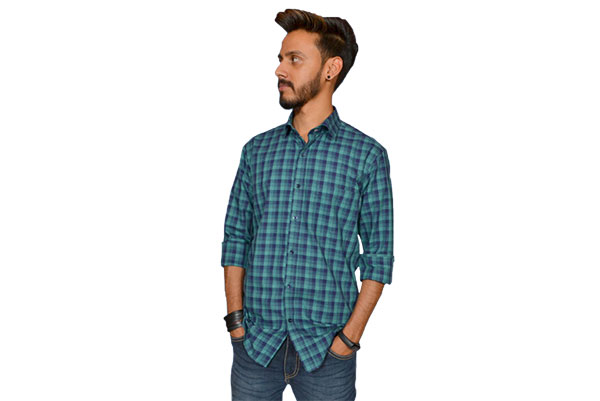 Pine Green and Indigo Color Checks Shirts