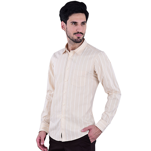 Yellow Stripe Print Shirt 100% Cotton Youth Fit