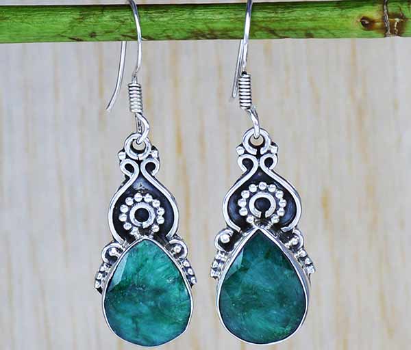 Emerald 925 Silver Earring
